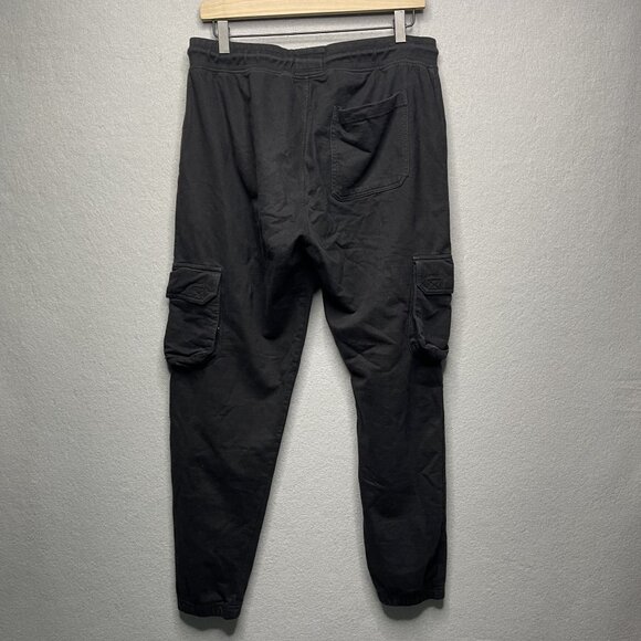 Maison Noir Black Cargo Joggers With Neon Green & Red Flame Embroidery Size L - Picture 6 of 9